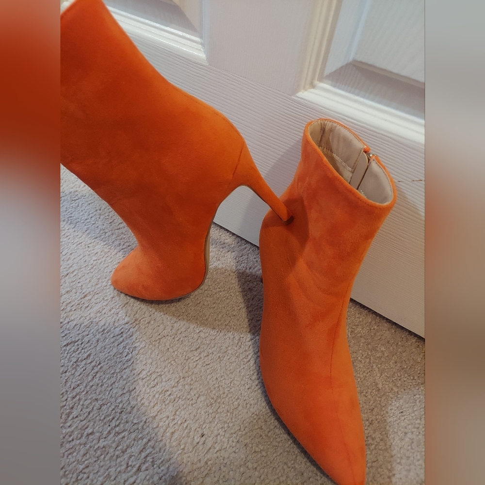 Orange Stiletto Booties